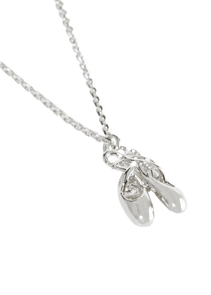 white gold dipped ballet shoe pendant necklace