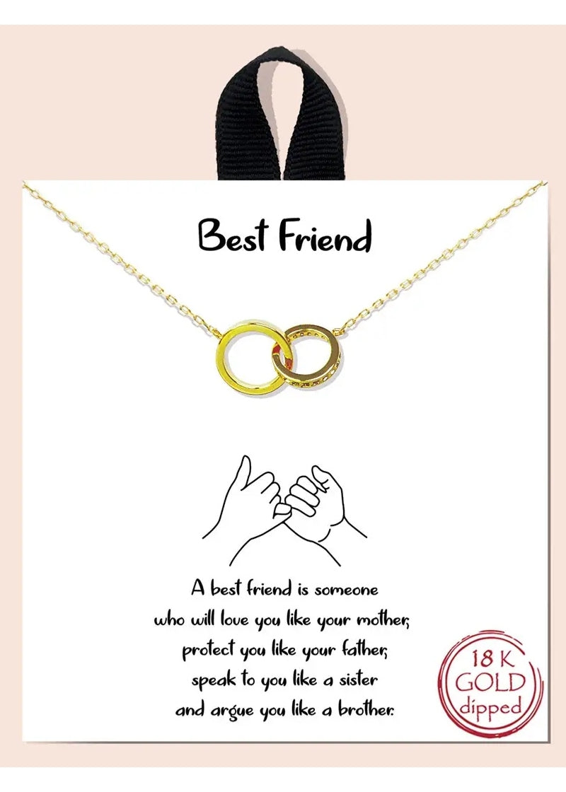 18k gold dipped pendant necklace featuring two interlocking circles