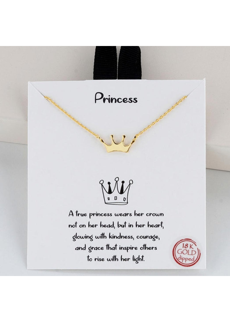 Fashion City Princess Crown charm necklace made of gold-dipped brass