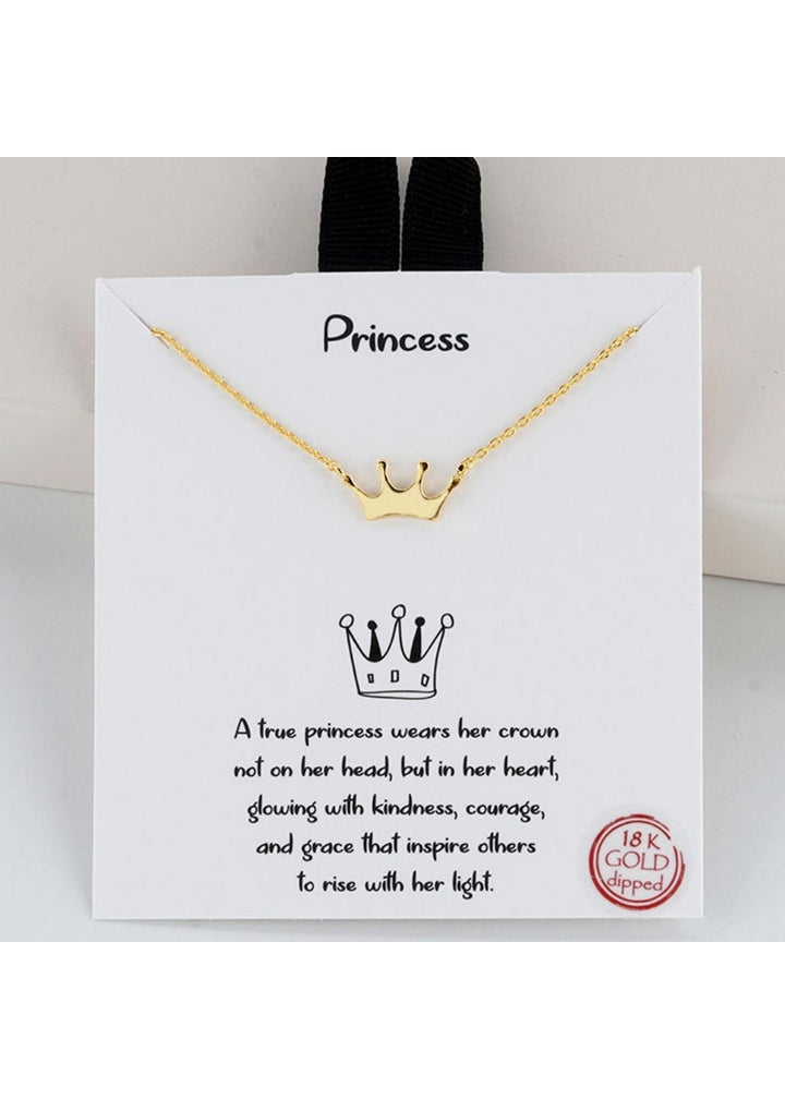 Fashion City Princess Crown charm necklace made of gold-dipped brass