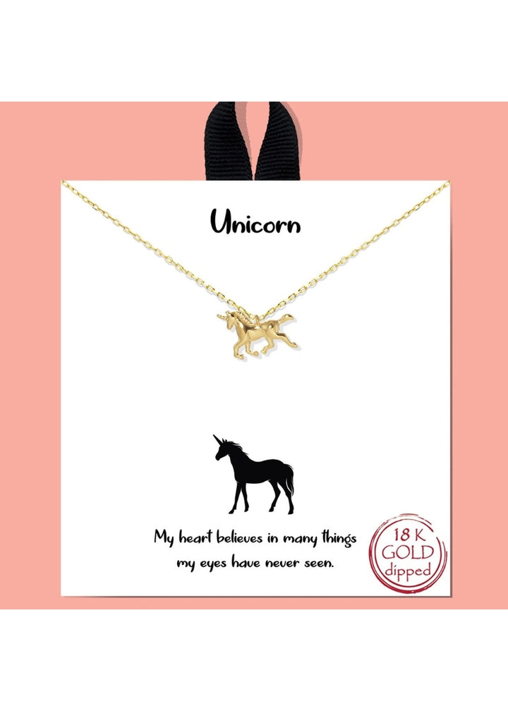 Fashion City Unicorn charm necklace made of gold-dipped brass