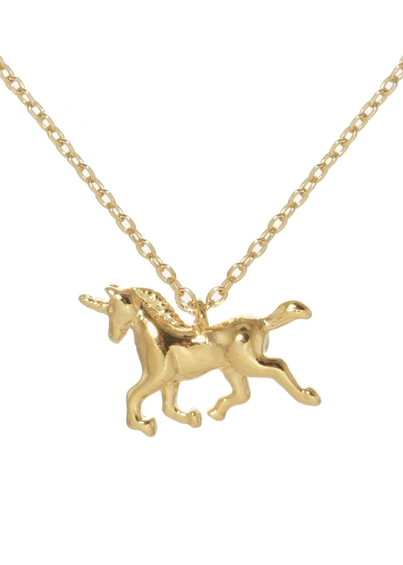 Fashion City Unicorn charm necklace made of gold-dipped brass