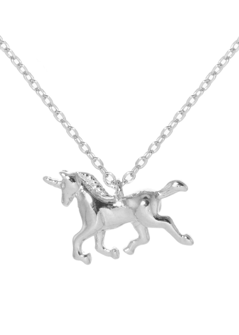 Fashion City Unicorn charm necklace made of rhodium-dipped brass