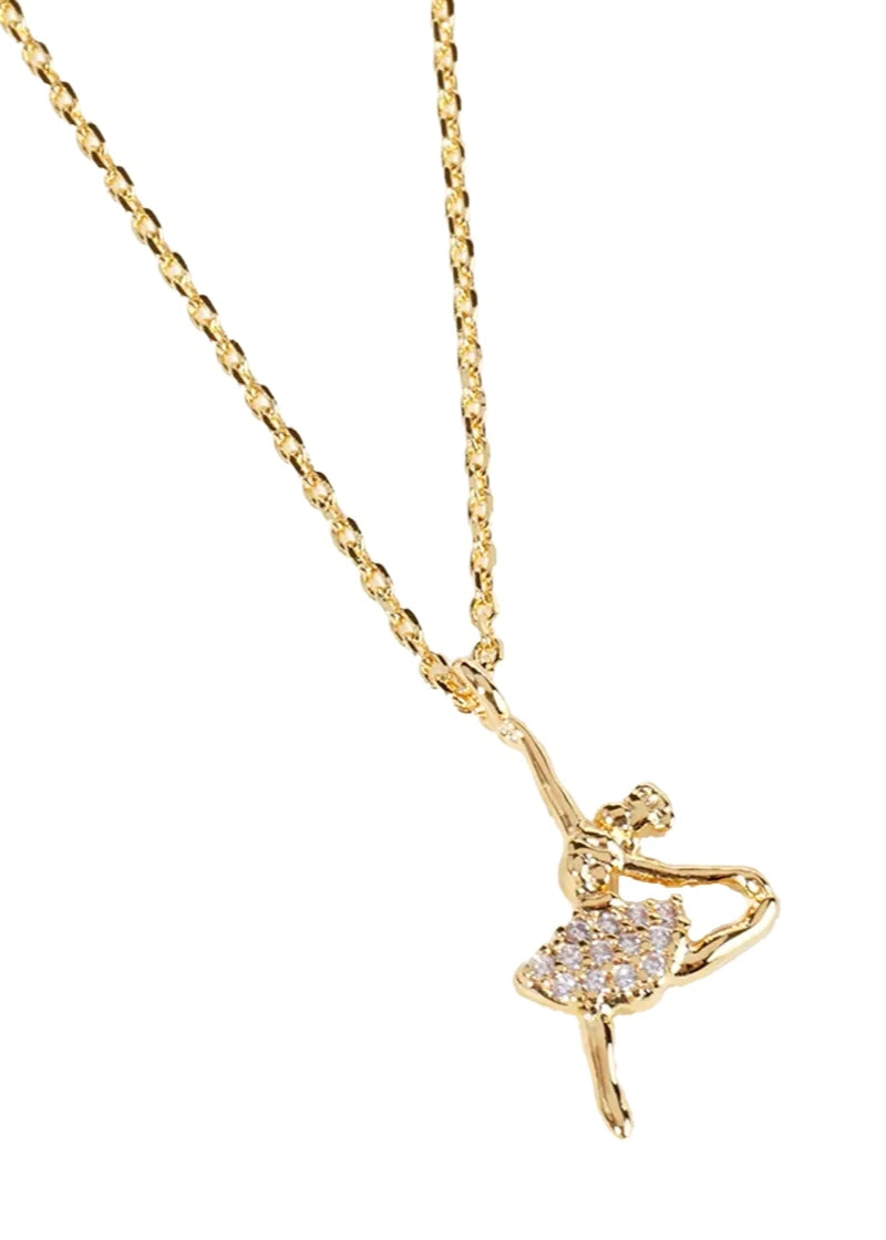 18k gold dipped ballerina pendant necklace