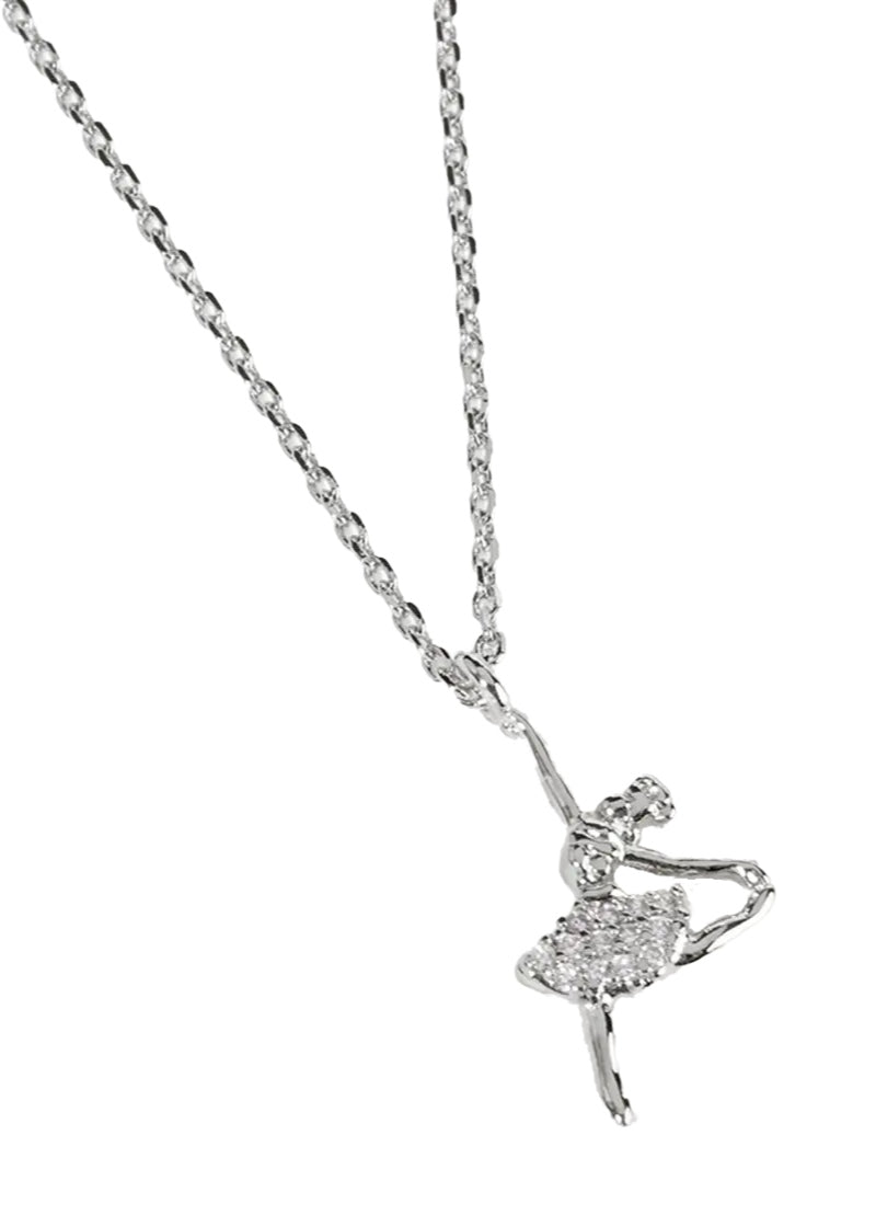 white gold dipped ballerina pendant necklac