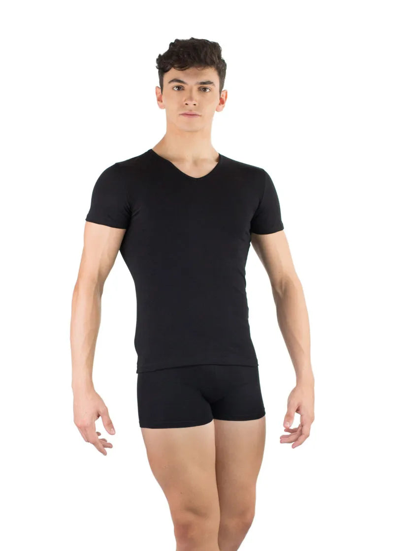 Ballet Rosa mens Germain v-neck short sleeve shirt in black