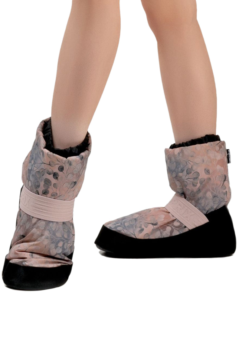 Grand Prix UWAU10x Women's Amouage Warm-Up Booties in Coral Almond Forest (light peach/blue foliar print)
