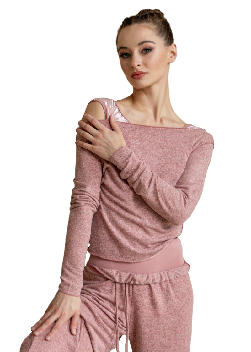 Grand Prix MVT80Mx My Movement Women's Mirali Jersey Knit Sweatshirt in Dusty Rose Pink Melange