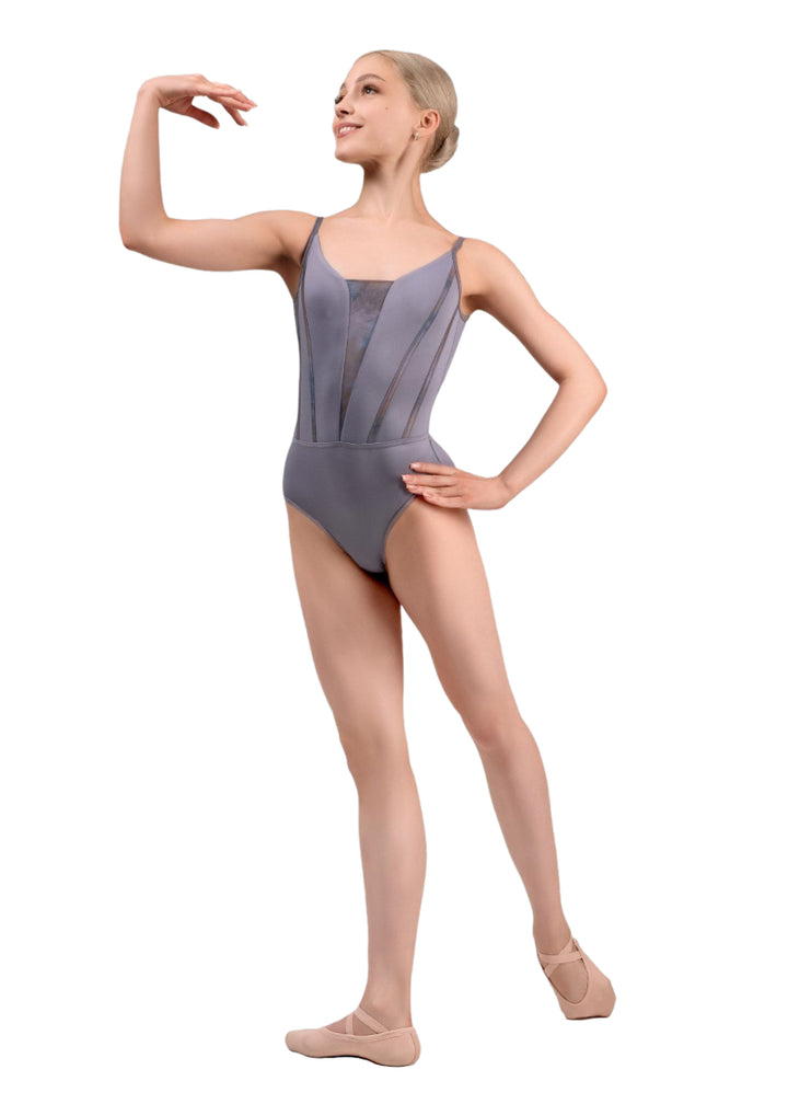 Grand Prix AGL12TY Women's Liliane Camisole Leotard in Pale Violet with plunging v-neckline