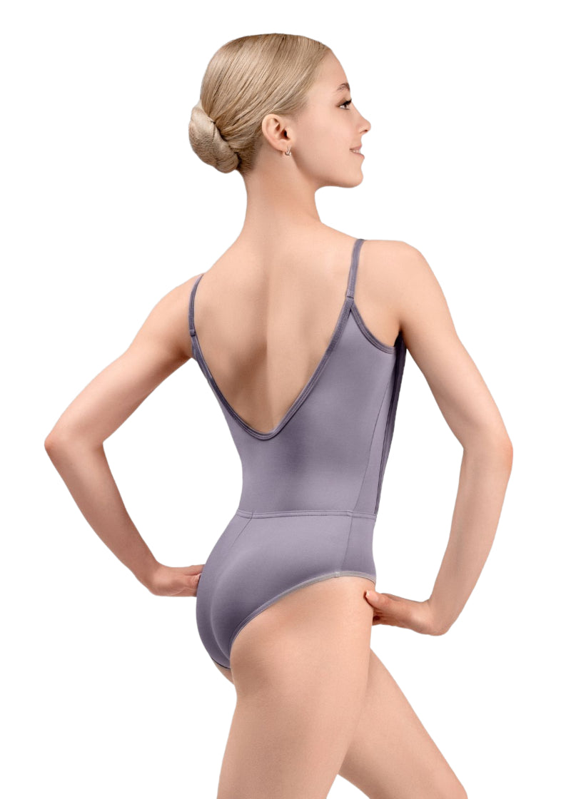 Grand Prix AGL12TY Women's Liliane Camisole Leotard in Pale Violet with mid-cut scoop back