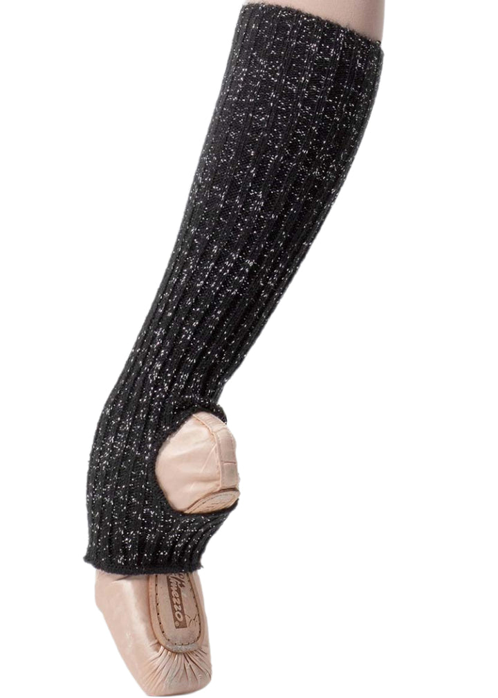 Intermezzo 2663-073 Women's Prelux Metallic Calf-Length Stirrup Legwarmers in Black-Silver