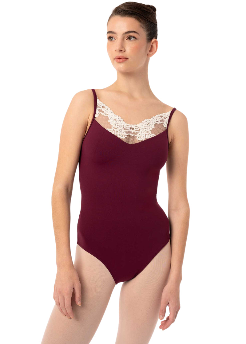 Intermezzo 31704-275 Fortunata Lace Camisole Leotard in Garnet/White