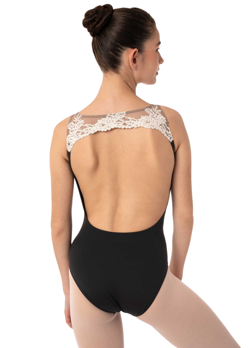 Intermezzo 31707-037 Fina Lace Open Back Tank Leotard in Black/White