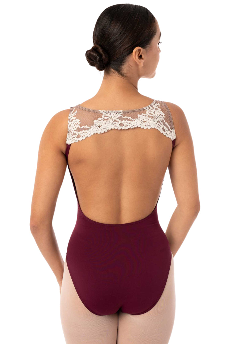Intermezzo 31707-275 Fina Lace Open Back Tank Leotard in Garnet/White