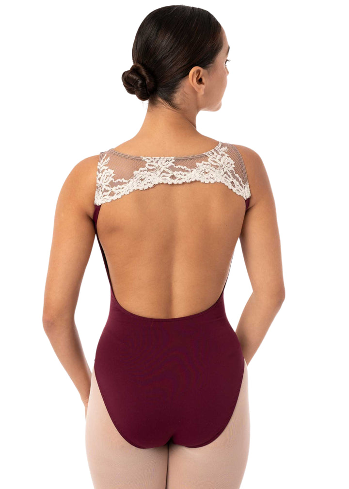 Intermezzo 31707-275 Fina Lace Open Back Tank Leotard in Garnet/White