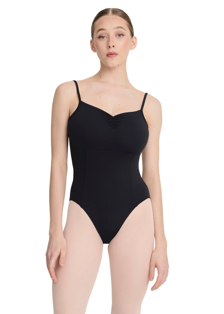 Hollie Princess Seam Pinch Front Camisole Leotard (Black)