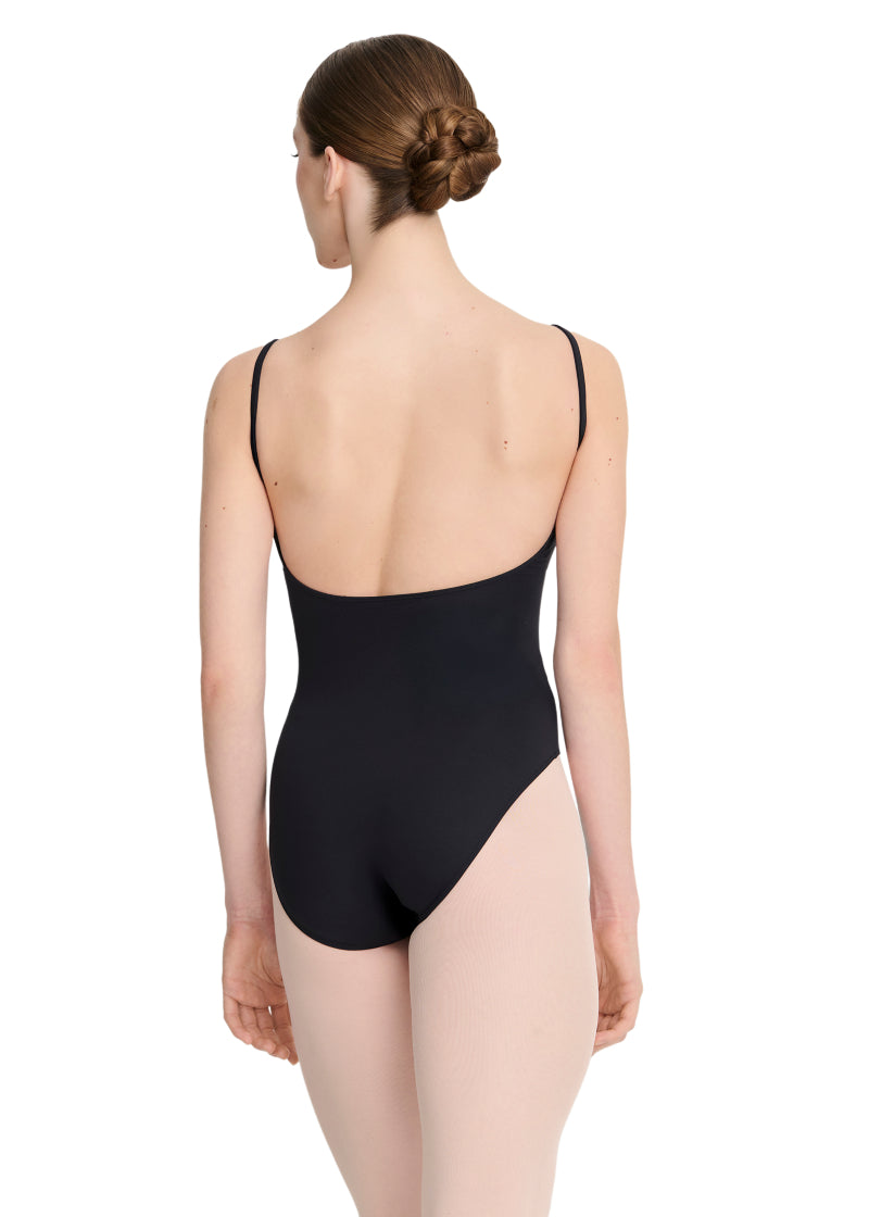 Hollie Princess Seam Pinch Front Camisole Leotard (Black)