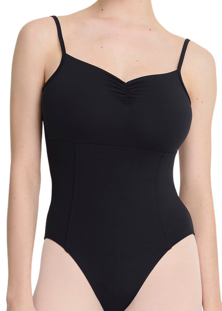 Hollie Princess Seam Pinch Front Camisole Leotard (Black)