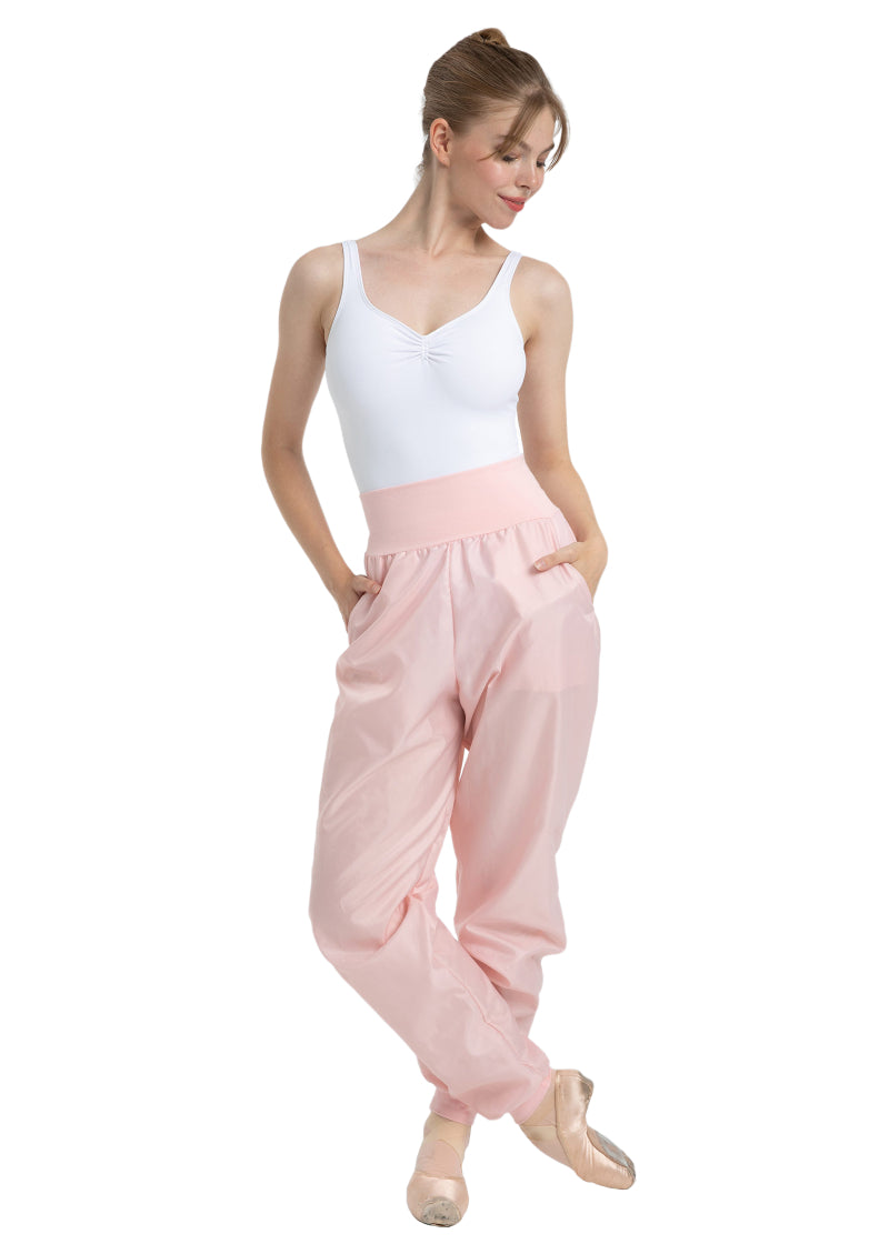 Intermezzo 5297-126 Women's Panadelpoc High Waist Premium Ripstop Jogger Pants with Pockets in Pale Pink