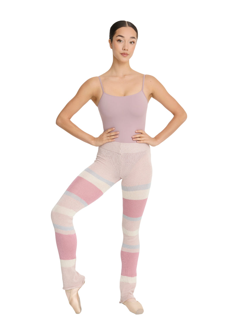 Intermezzo Spring-Summer 2026 Bamboo Collection 5573-037 Women's Hulda Bamboo Knit Pants with uneven strips in Pale Pink, Dark Pink, Cream, and Light Blue