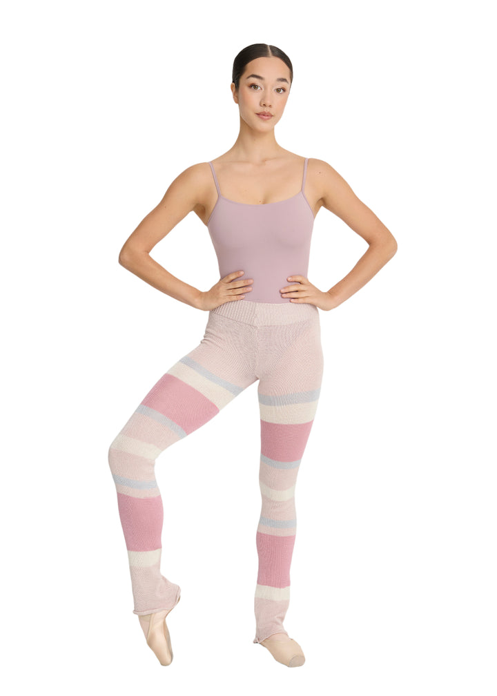 Intermezzo Spring-Summer 2026 Bamboo Collection 5573-037 Women's Hulda Bamboo Knit Pants with uneven strips in Pale Pink, Dark Pink, Cream, and Light Blue