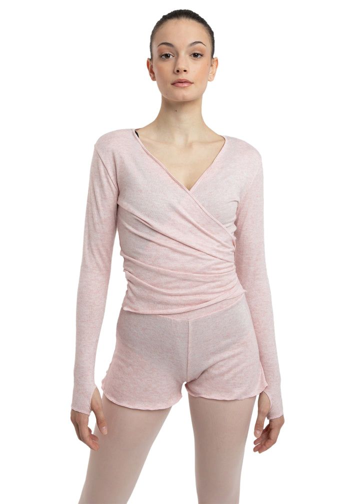 Intermezzo Long Sleeve Wrap Top (Pink)