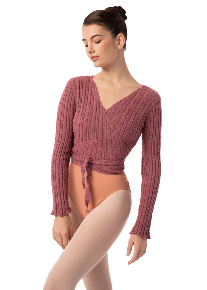 Intermezzo 6647-194 Freya Twisted Stitch Wrap Sweater in Violet