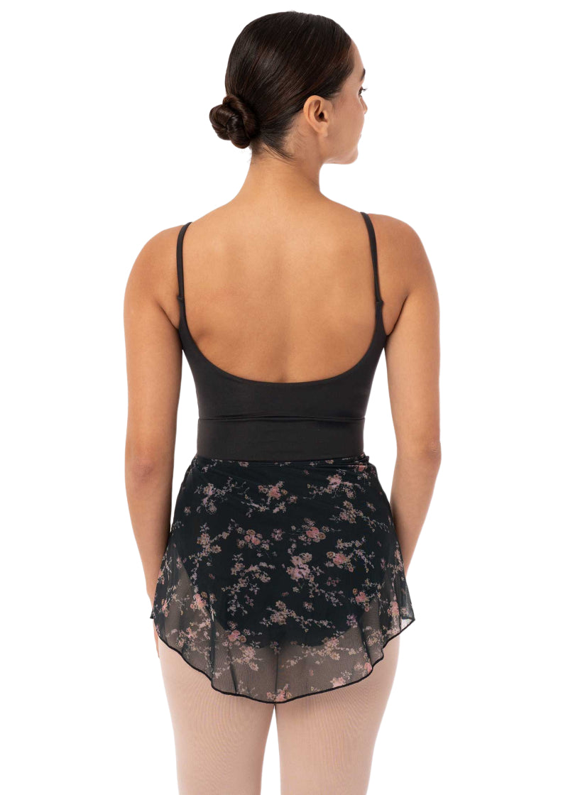 Intermezzo 7012-037 Flor Floral Mesh Pull-On Skirt in Black/Pink Cottagecore Grandmacore
