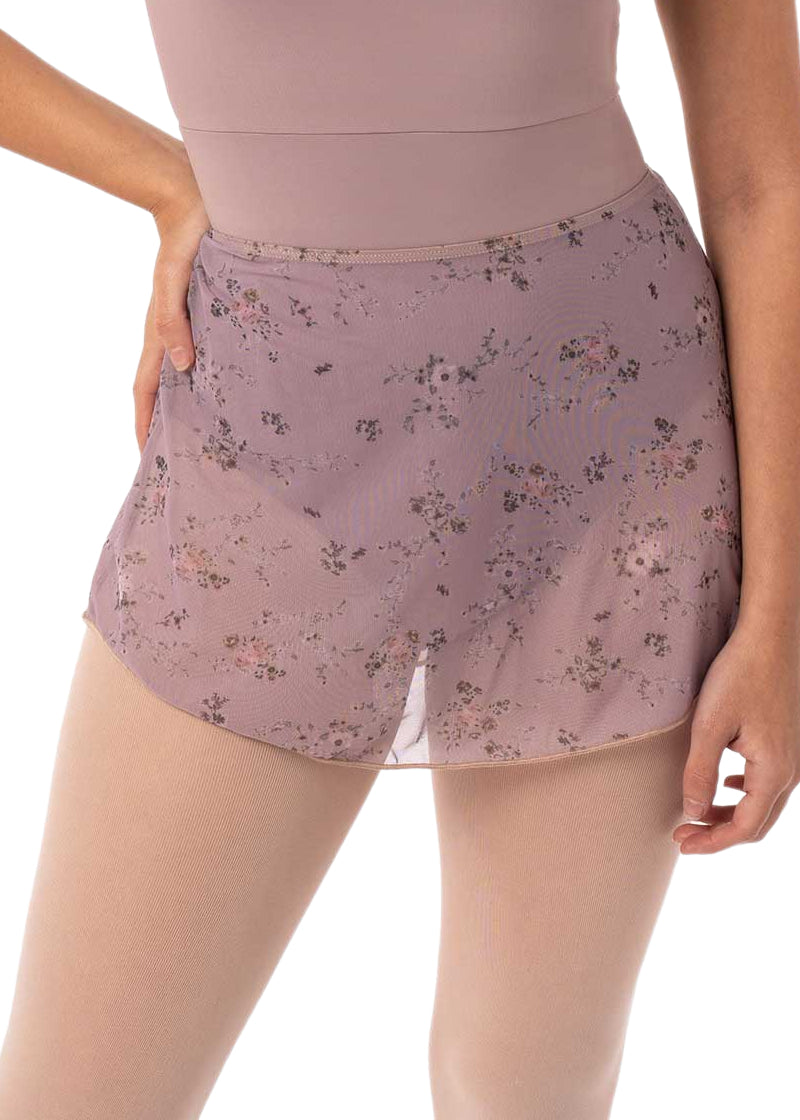 Intermezzo 7012-260 Flor Floral Mesh Pull-On Skirt in Dahlia Pink/Purple Cottagecore Grandmacore