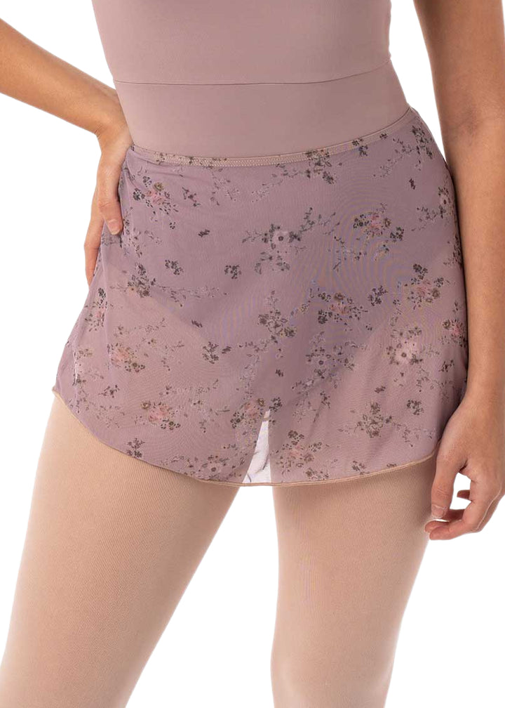 Intermezzo 7012-260 Flor Floral Mesh Pull-On Skirt in Dahlia Pink/Purple Cottagecore Grandmacore