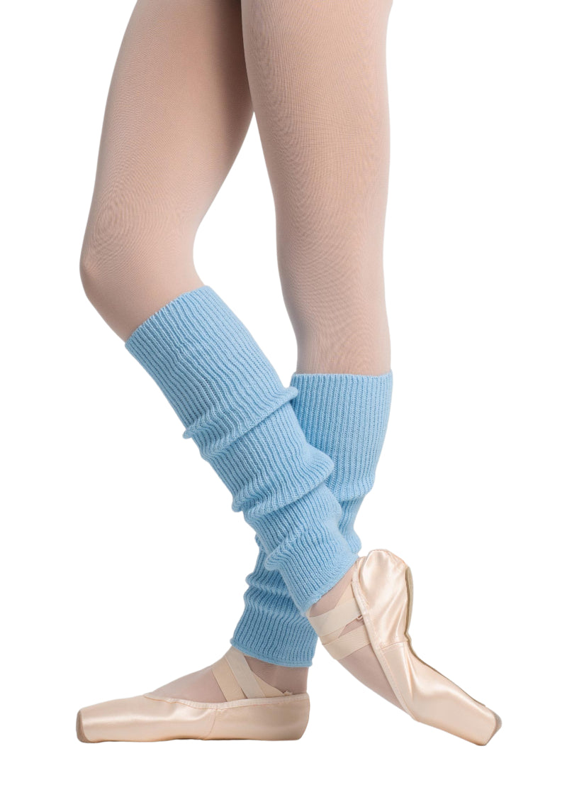 Intermezzo 2030 Girls' Knit Calf-Length Ballet Legwarmers in Sky Blue