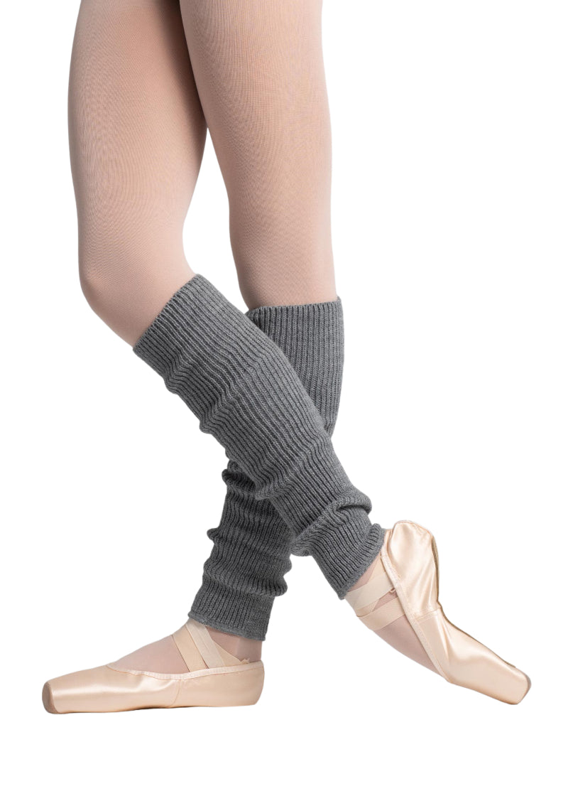 Intermezzo 2030 Girls' Knit Calf-Length Ballet Legwarmers in Grey