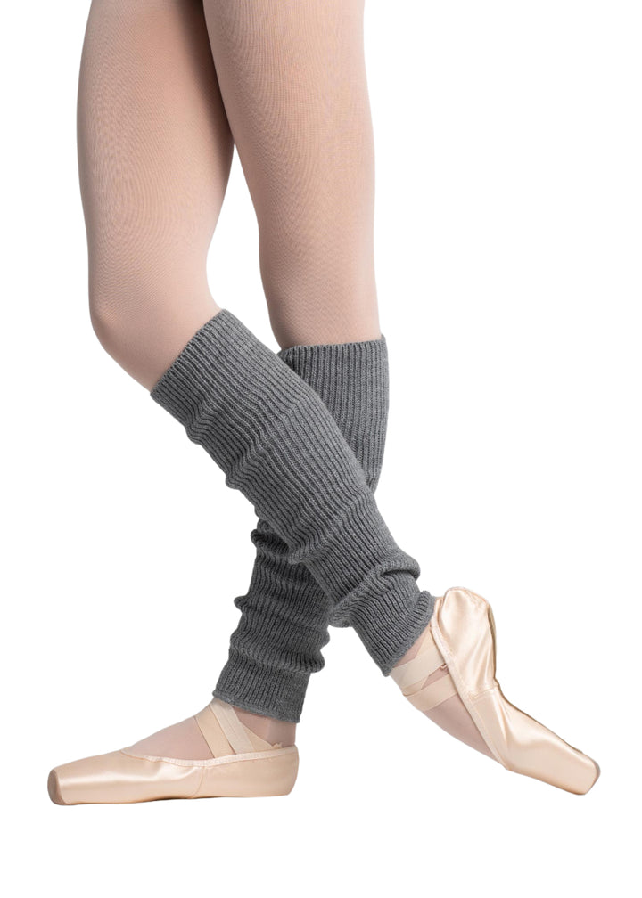 Intermezzo 2030 Girls' Knit Calf-Length Ballet Legwarmers in Grey