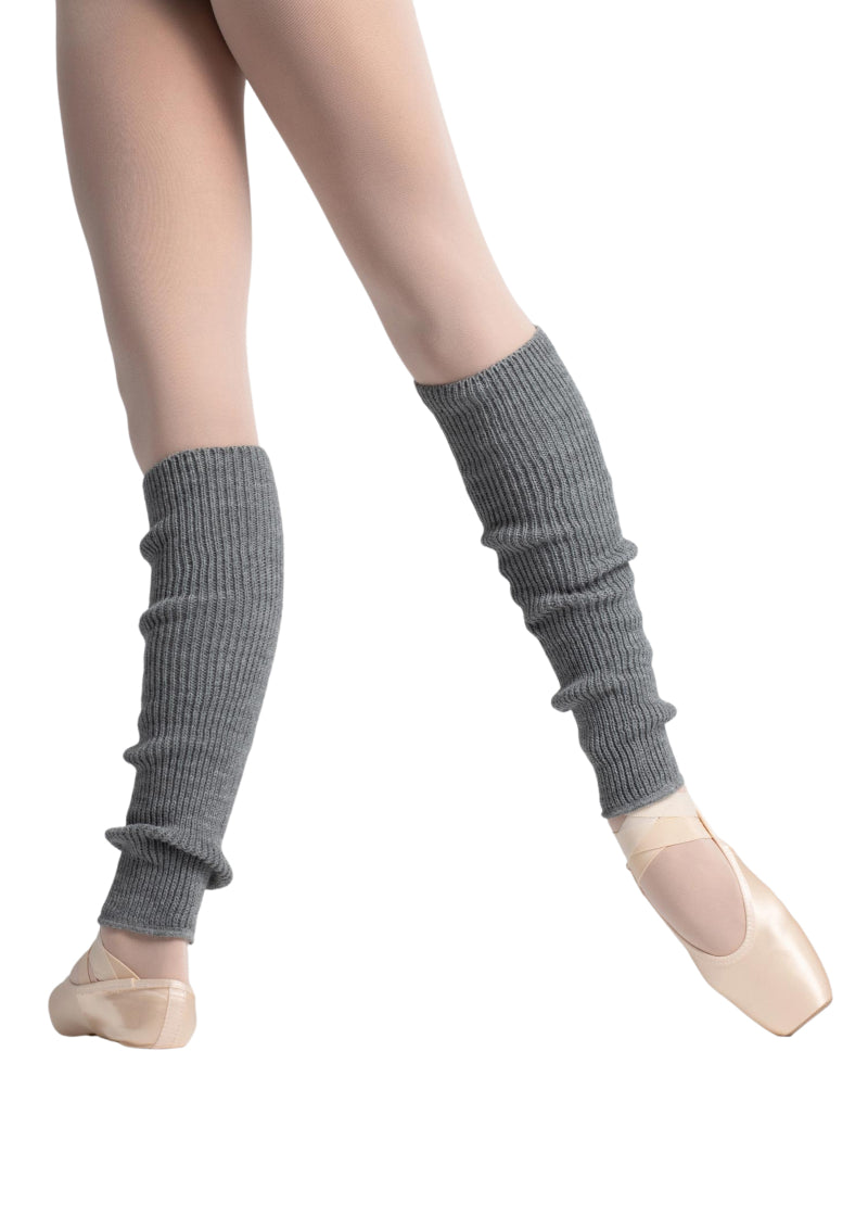 Intermezzo 2030 Girls' Knit Calf-Length Ballet Legwarmers in Grey