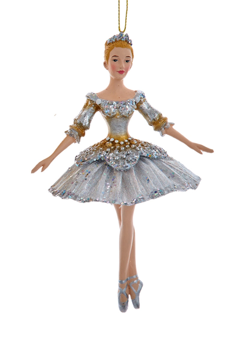 ballerina ornament in a silver dress