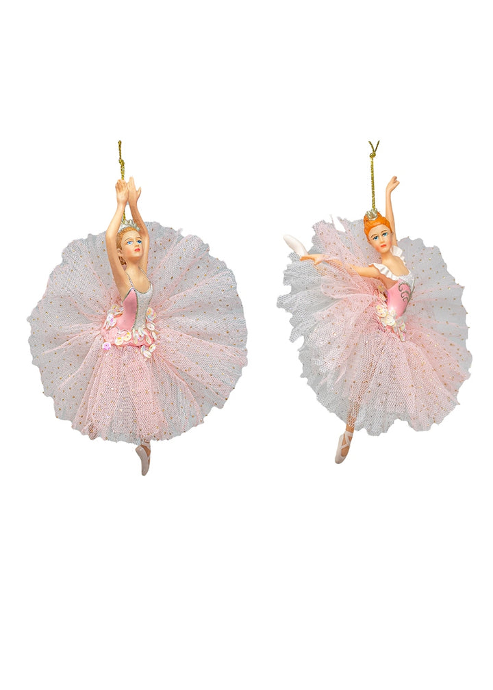 two pink dancing ballerina ornaments
