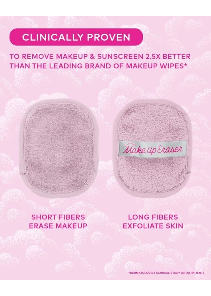 The Original MakeUp Eraser RD7DSLVR01 7-day reusable makeup wipe set with anti-microbial silver-infused fibers in light pink