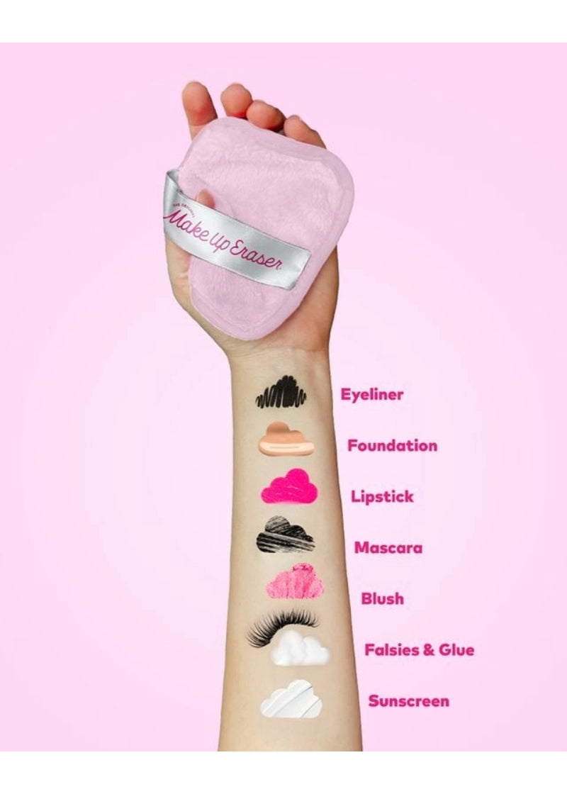 The Original MakeUp Eraser RD7DSLVR01 7-day reusable makeup wipe set with anti-microbial silver-infused fibers in light pink
