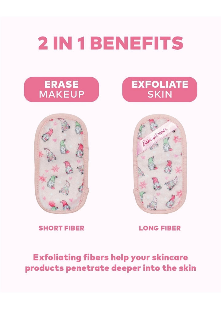 The Original MakeUp Eraser RDMGNM01  Mini Pro reusable makeup wipe in Gnome Sweet Gnome pattern