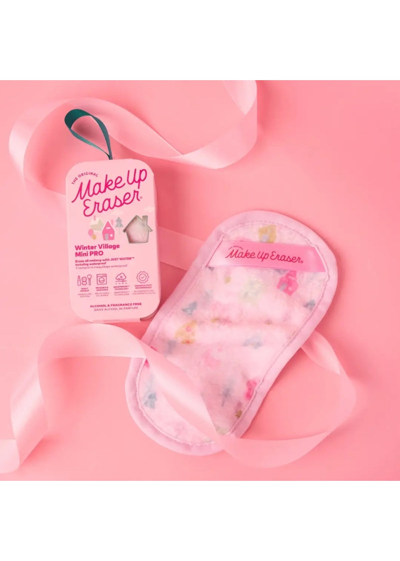 The Original MakeUp Eraser RDMWV01  Mini Pro reusable makeup wipe in Winter Village pattern