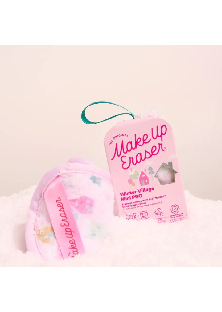 The Original MakeUp Eraser RDMWV01  Mini Pro reusable makeup wipe in Winter Village pattern
