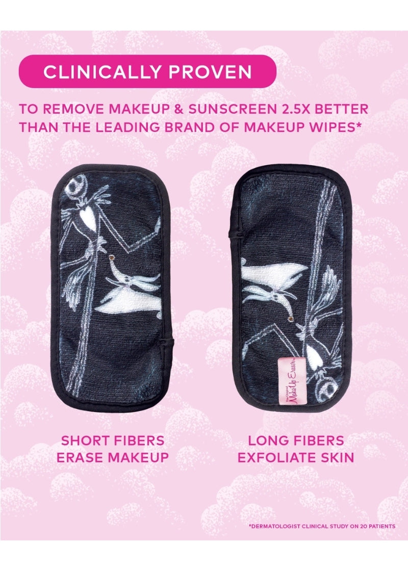 Nightmare Before Christmas themed makeup removing towelettes with listed benefits