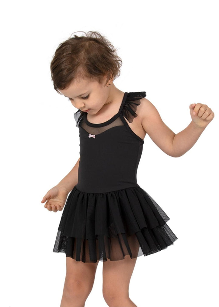 Yui Flutter Sleeve Youth Dance Dress (Black)