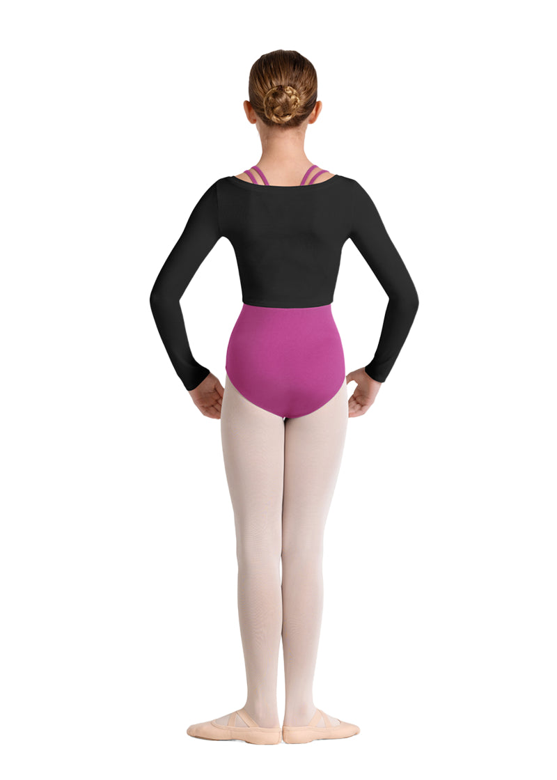 Mirella girls' long sleeve cropped top in black.