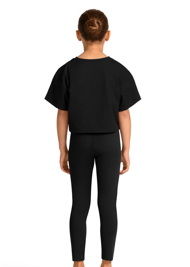 Mirella M30013C youth cotton oversized crop top in black