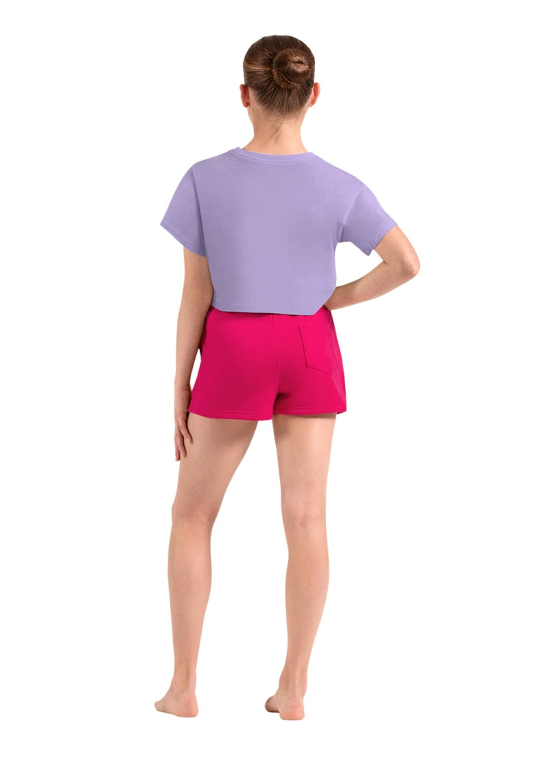 Mirella girls short sleeve crop top in light purple.