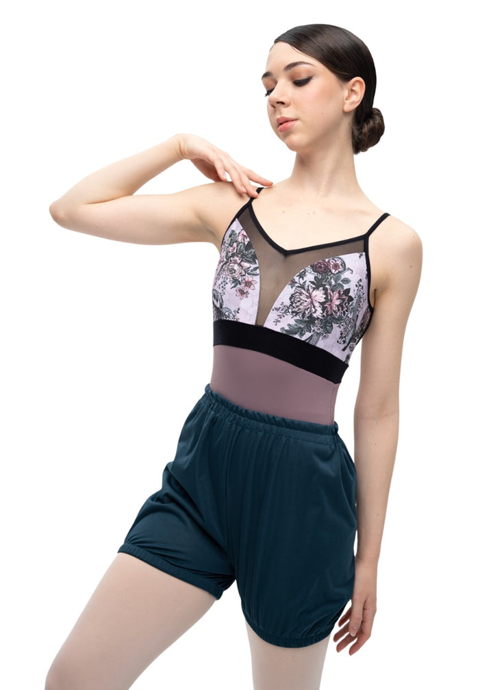 Nikolay women's Bae heat retention shorts in dark teal with gathered waistband.