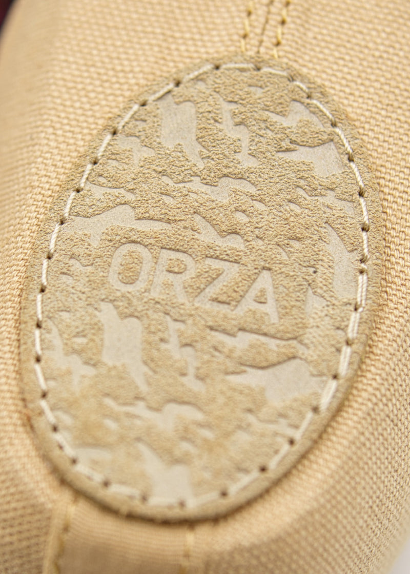 Orza Pro 2.0 Men's Split-Sole Canvas Ballet Shoe in Sand Light Skin Tone with suede sole patches