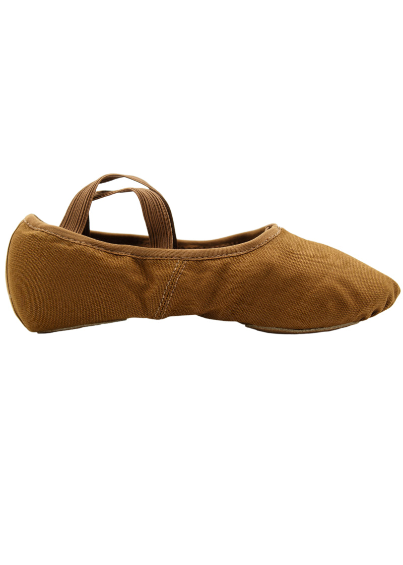 Orza Pro 2.0 Women's Split-Sole Canvas Ballet Shoe in Cocoa medium-dark skin tone color, with innovative shock-asborbing technology