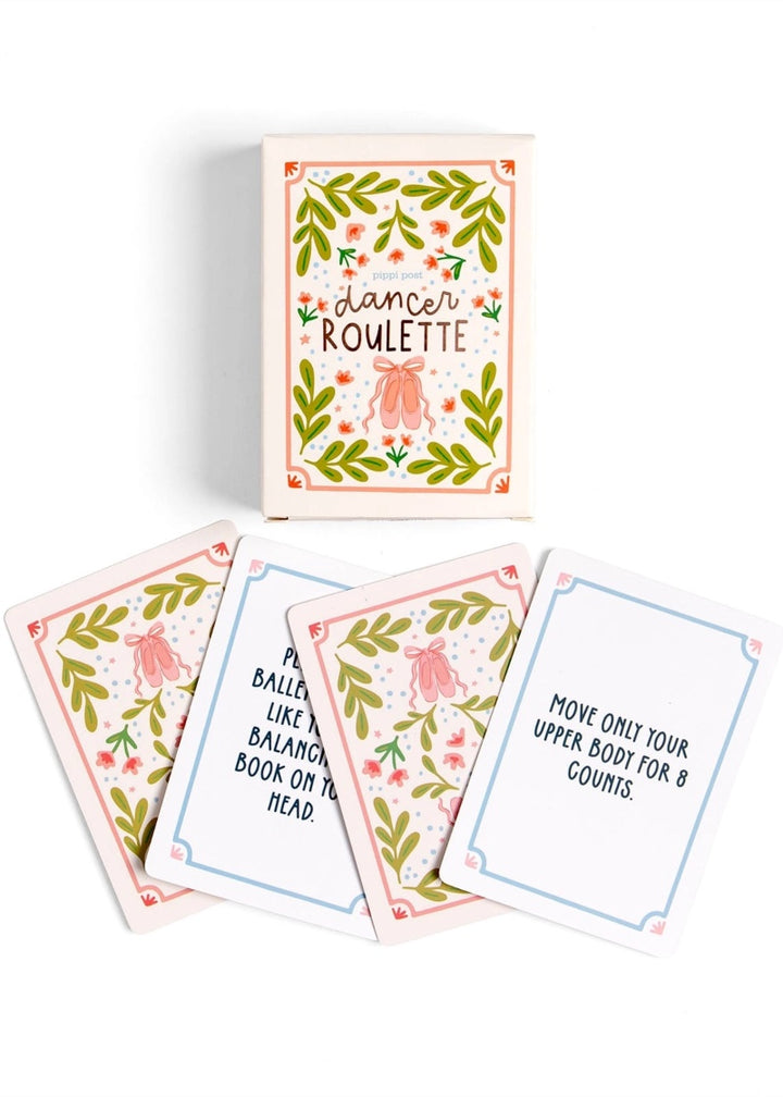Dancer Roulette game box with front and back card examples.